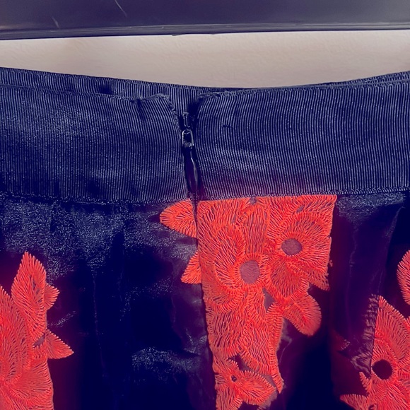 Beautiful navy and neon orange taffeta skirt from Anthropologie - Picture 5 of 5